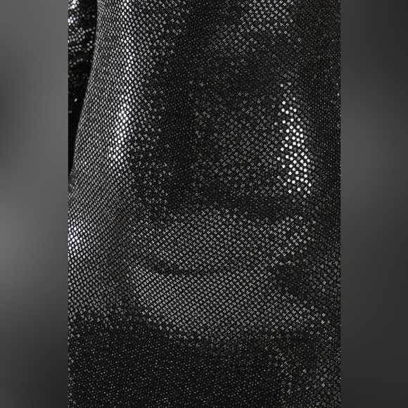 NWT LuLu’s Mesmerizing Muse Black and Silver Metallic Cutout Mini Dress ~ Large - Picture 5 of 6